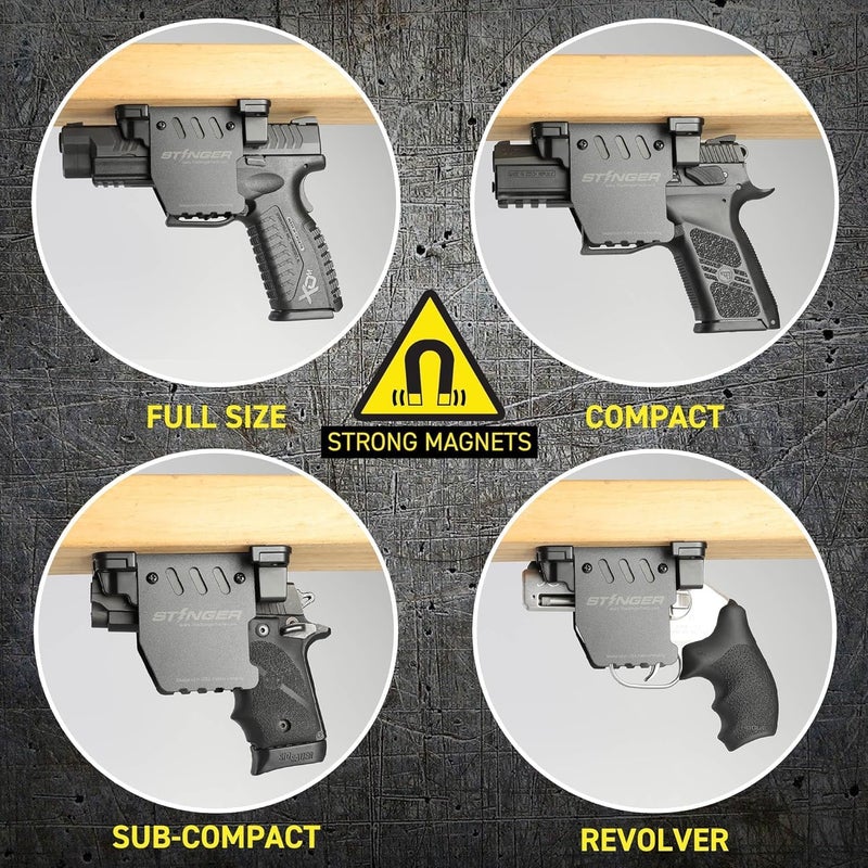 STINGER Trigger Safe Gun Magnet Mount for Handgun Firearm, car Holsters for Pistols, Gun Magnet, Car Gun Mount, Car Gun Holster, Magnetic Gun Mount, USA Utility Patent Pending - Image 4